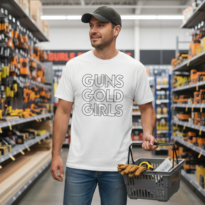 Guns, Gold, & Girls Graphic Tee – Survivalist Outdoors Lifestyle Shirt