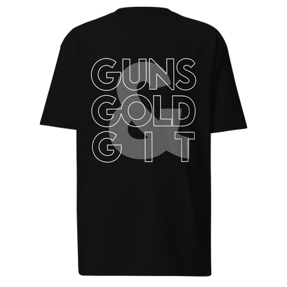 Guns, Gold, & Git Graphic Shirt – 2A Prepper Outdoors Lifestyle Tee