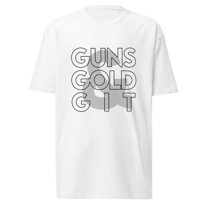 Guns, Gold, & Git Graphic Shirt – 2A Prepper Outdoors Lifestyle Tee