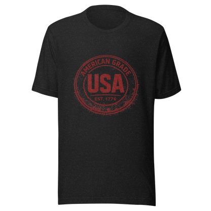 American Grade USA T-Shirt – Patriotic Distressed Stamp Graphic