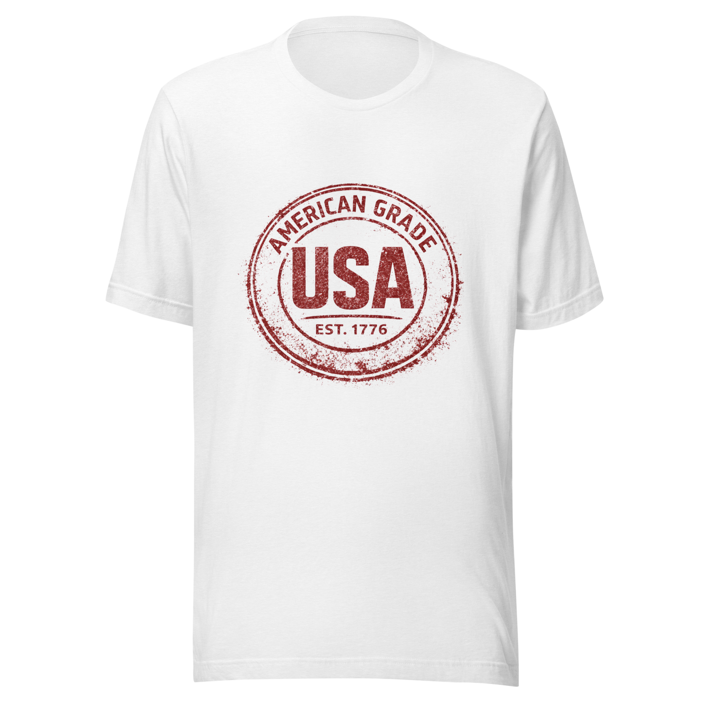 American Grade USA T-Shirt – Patriotic Distressed Stamp Graphic