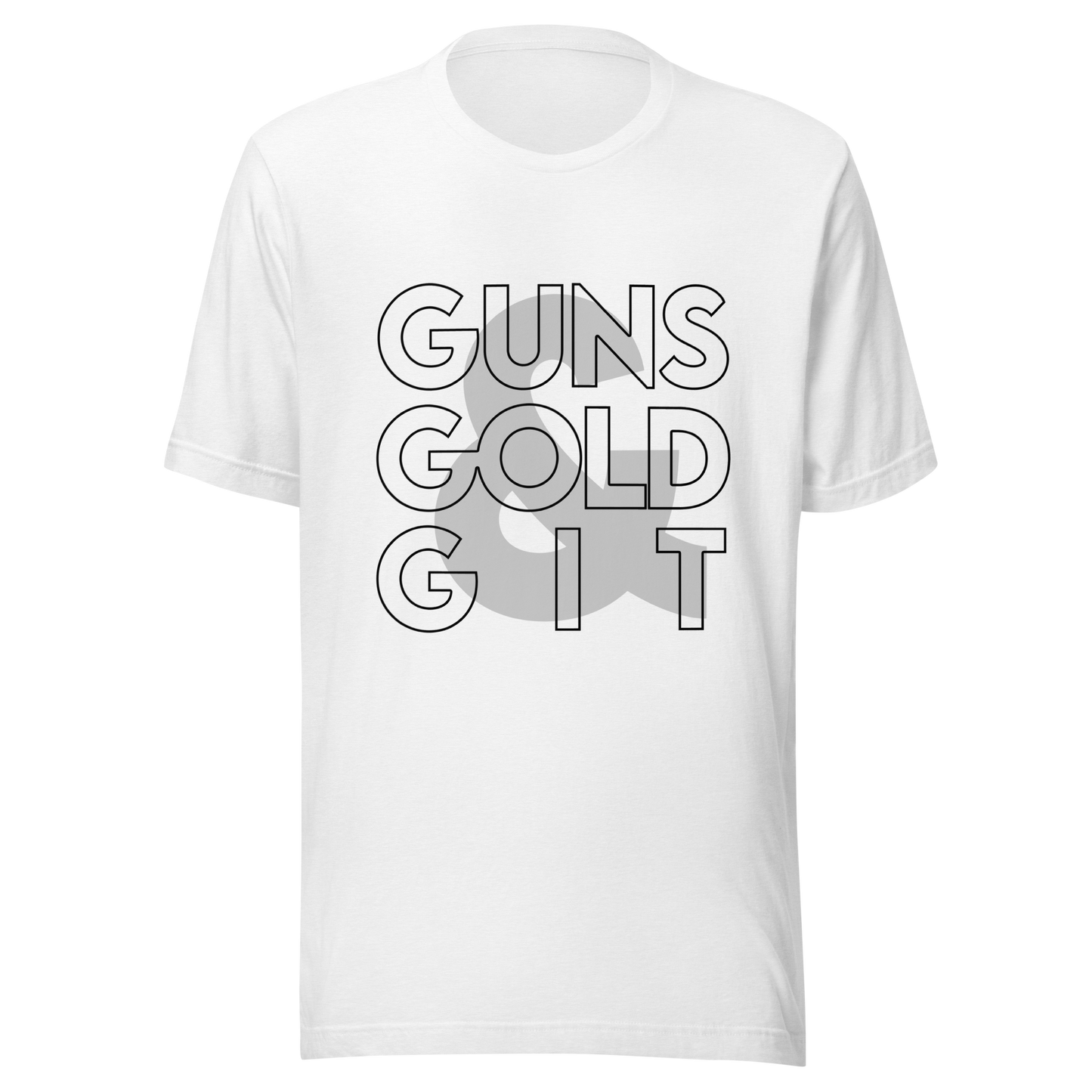 Guns, Gold, & Git Graphic Shirt – 2A Prepper Outdoors Lifestyle Tee